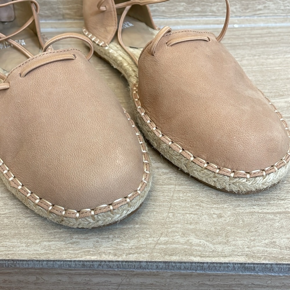 EILEEN FISHER UEC Sz 10 Leather Lace Up D'Orsay Espadrille Latte Sandal Nude - Picture 13 of 16